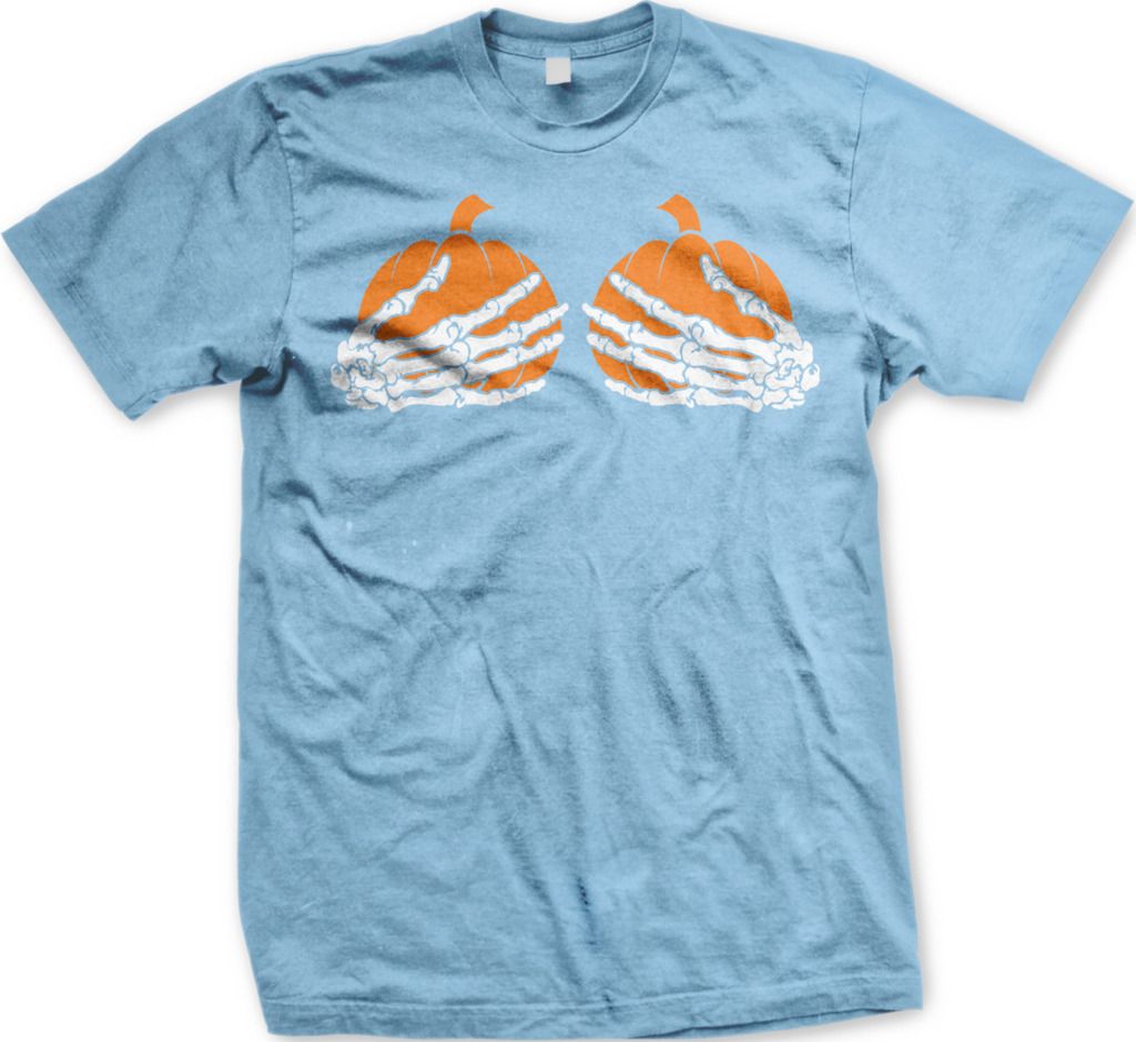 Pumpkin Tits Skeleton Hands Grabbing Boobs Halloween Mens T Shirt Ebay